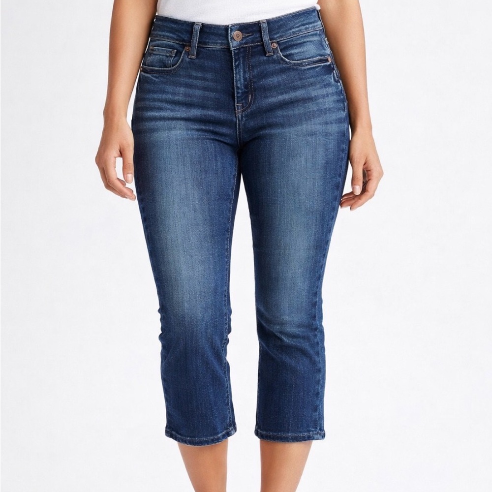 Silver Jeans Co Suki Curvy Fit Mid‎ Rise Capri Stretch Denim Jeans W28 L23.5